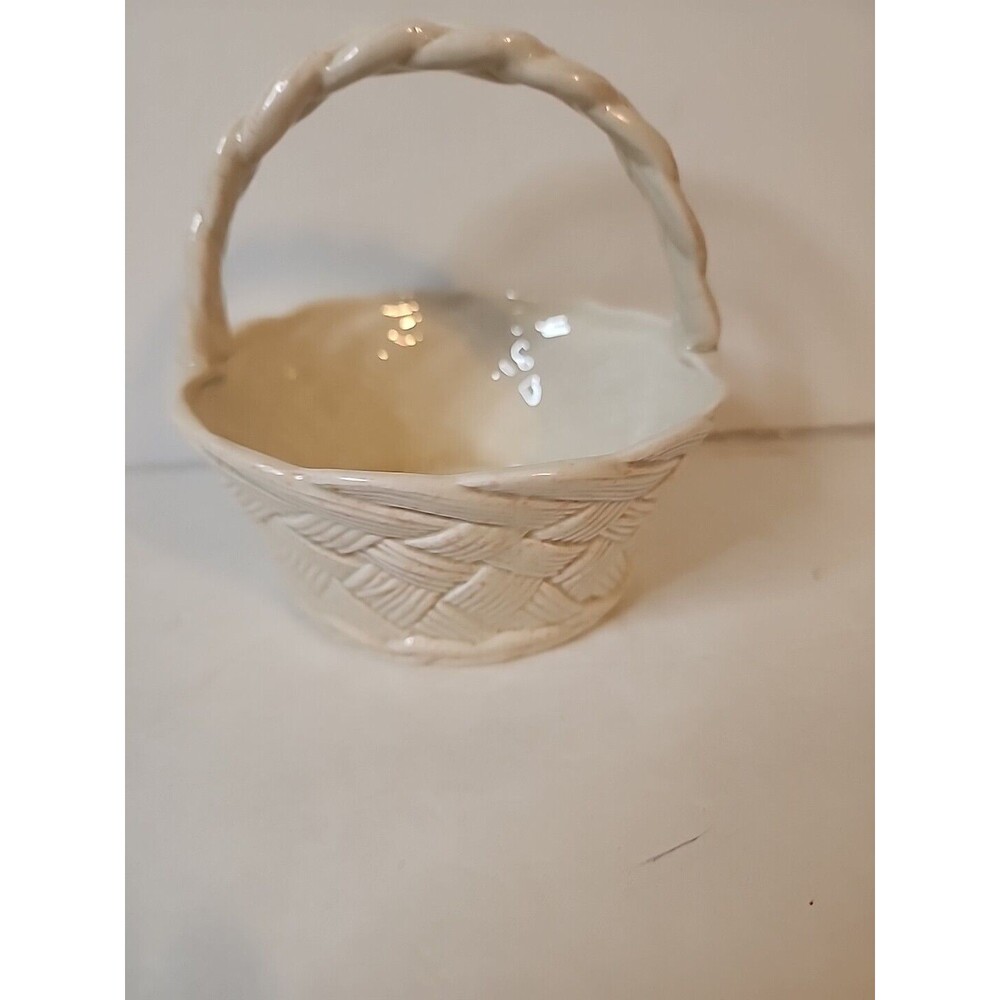 Vtg 1983 Fitz & Floyd FF JAPAN Ceramic Basket Woven Candy Dish  Japan VERY RARE